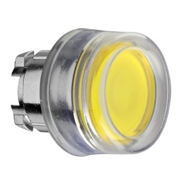 SCHNEIDER ZB4BW583 Harmony fém világító nyomógomb fej, Ø22, visszatérő, védősapkás, beépített LED-hez, sárga