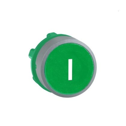   SCHNEIDER ZB5AA331C0 Harmony műanyag nyomógomb fej, Ø22, visszatérő, zöld, "I", szürke perem