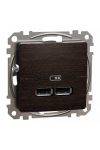 SCHNEIDER SDD181401 ÚJ SEDNA Dupla USB töltő, A+A, 2.1A, wenge