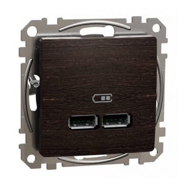 SCHNEIDER SDD181401 ÚJ SEDNA Dupla USB töltő, A+A, 2.1A, wenge