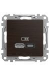 SCHNEIDER SDD181404 ÚJ SEDNA Dupla USB gyorstöltő, A+C, 45W, wenge