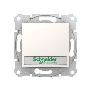 SCHNEIDER SDN1600323 SEDNA Single-pole presser with blue indicator light, label holder, spring-cage connection, 10A, cream