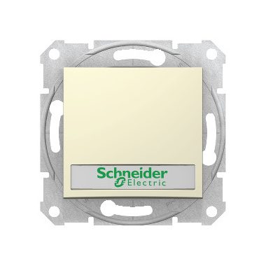 SCHNEIDER SDN1600347 SEDNA Single-pole presser with blue indicator light, label holder, spring-cage connection, 10A, beige