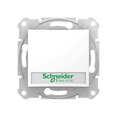 SCHNEIDER SDN1700421 SEDNA Single-pole presser with blue indicator light, label holder, spring-cage connection, 10A, white