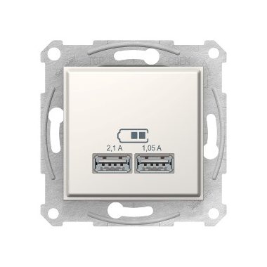 SCHNEIDER SDN2710223 SEDNA Dupla USB töltő, 2.1A, krém