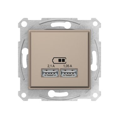 SCHNEIDER SDN2710268 SEDNA Dupla USB töltő, 2.1A, titánium