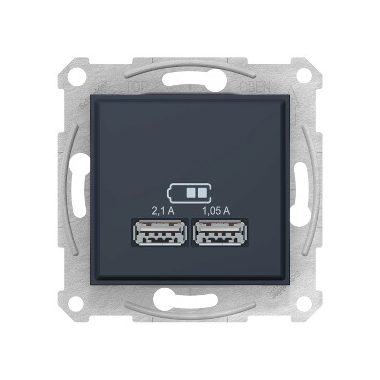 SCHNEIDER SDN2710270 SEDNA Dupla USB töltő, 2.1A, grafit