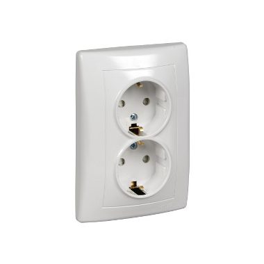 SCHNEIDER SDN3000421 SEDNA 2x2P + F socket with child protection, screw connection, 16A, white