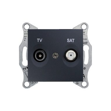 SCHNEIDER SDN3401670 SEDNA TV / SAT socket, terminal block, 1 dB, graphite