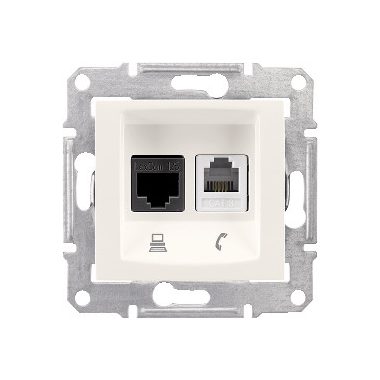 SCHNEIDER SDN5100123 SEDNA RJ11 / RJ45 Cat5e UTP combination socket, cream