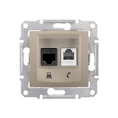 SCHNEIDER SDN5100168 SEDNA RJ11 / RJ45 Cat5e UTP Combined Socket, Titanium