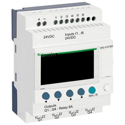 SCHNEIDER SR2A101BD LCD kijelzős, 10 I/O, relés, 24VDC