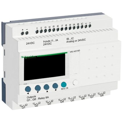 SCHNEIDER SR2A201BD LCD kijelzős, 20 I/O, relés, 24VDC