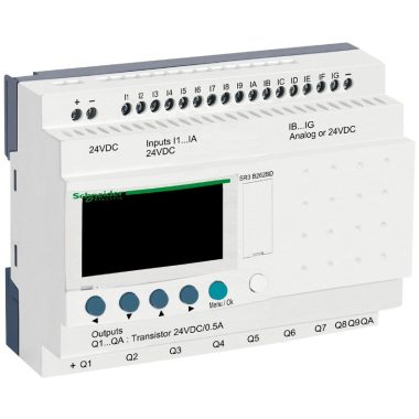 SCHNEIDER SR3B262BD 26 I/O, 6 analóg bemenet, tranzisztoros, óra, 24VDC