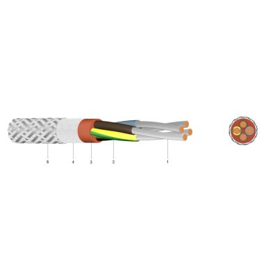 SiHF/GL/P-J Szilikon tömlővezeték acélszövet árnyékolással és üvegszálas szövéssel 300/500V 3x0,75 mm2