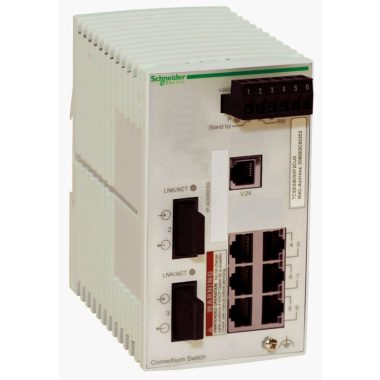 SCHNEIDER TCSESB083F2CU0 ConneXium Basic switch, 6 x TX réz + 2 x FX-MM optika, menedzselhető