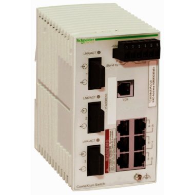 SCHNEIDER TCSESB093F2CU0 ConneXium Basic switch, 6 x TX réz + 3 x FX-MM optika, menedzselhető