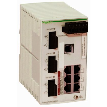   SCHNEIDER TCSESB093F2CU0 ConneXium Basic switch, 6 x TX réz + 3 x FX-MM optika, menedzselhető