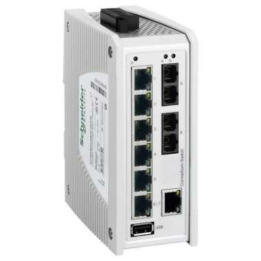 SCHNEIDER TCSESPU093F2CU0 ConneXium Premium switch, 7 x TX réz + 2 x FX-MM optika, IP40, nem menedzselhető