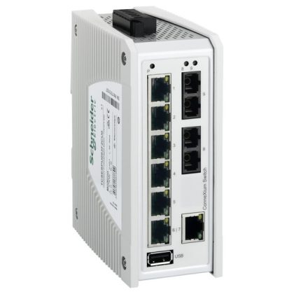   SCHNEIDER TCSESPU093F2CU0 ConneXium Premium switch, 7 x TX réz + 2 x FX-MM optika, IP40, nem menedzselhető