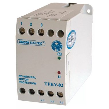 TRACON TFKV-02 Védőrelé, feszültségfigyelő 3 vezetékes rendszerhez 3×400V AC ( 0,7-1,2)xUn fix, 5A/250V AC