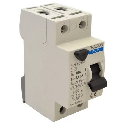   TRACON TFV2-40300 Áram-védőkapcsoló (FI-relé), 2 pólusú 40A, 300mA, 6kA, AC