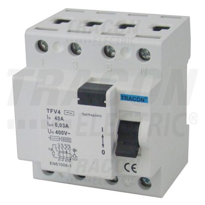   TRACON TFV4-40030 Bloc cu protectie diferentiala 4 poli 40A, 30mA, 6kA, AC