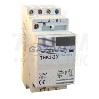 TRACON THK3-20 Installációs kontaktor 230/400V, 50Hz, 3P, 3×NO, 20/7A, 4/1,2kW, 230V AC