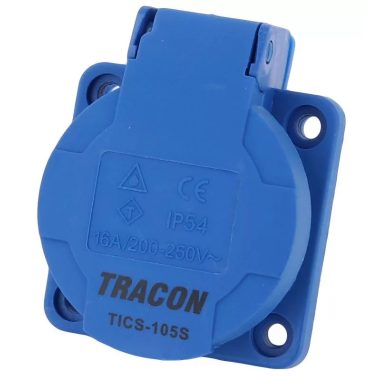 TRACON TICS-105S Priza încastrat cu contact de protecție lateral, rotund 16A, 250V, 2P + E, IP44 (SCHUKO)