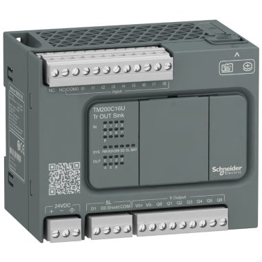 SCHNEIDER TM200C16U Modicon M200 Easy PLC, 16 I/O1xRS485, tranzisztoros kimenet (sink), 24 VDC