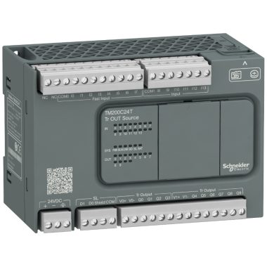 SCHNEIDER TM200C24T Modicon M200 Easy PLC, 24 I/O1xRS485, tranzisztoros kimenet (source), 24 VDC