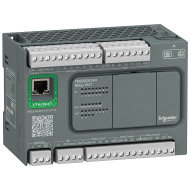 SCHNEIDER TM200CE24R Modicon M200 Easy PLC, 24 I/O1xRS485, 1xEthernet, relés kimenet, 230 VAC