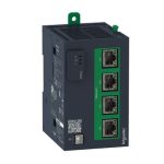   SCHNEIDER TMSES4 Modicon TMS kommunikációs modul, Ethernet switch, 4xRJ45 leválasztott hálózat, Achilles L1 cyber secure, M262 PLC-hez