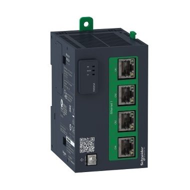 SCHNEIDER TMSES4 Modicon TMS kommunikációs modul, Ethernet switch, 4xRJ45 leválasztott hálózat, Achilles L1 cyber secure, M262 PLC-hez