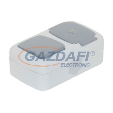 TP Electric 3201-108-0601 Egypólusú kapcsoló - lámpával + 220Vdugalj fedéllel (vízszintes) - IP54