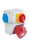 TP Electric 3317-002-5001H Üres ipari doboz 120×170mm IP44 aljzat 5x16A (75x75)x1+kapcsoló+kék dugalj 2