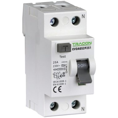 TRACON EVOAGS2P1001 Áram-védőkapcsoló, 2 pólusú 100A, 100mA, 10kA, A/S