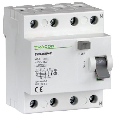 TRACON EVOAGS4P1001 Áram-védőkapcsoló, 4 pólusú 100A, 100mA, 10kA, A/S