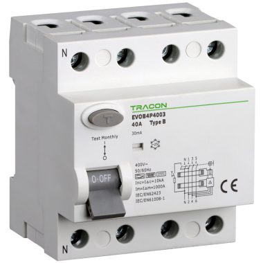 TRACON EVOB4P1603 Áram-védőkapcsoló, 4 pólusú 16A, 30mA, 10kA, B