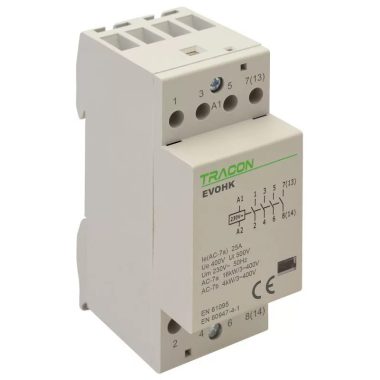 TRACON EVOHK4-25-24 Installációs kontaktor24V, 50Hz, 2 Mod, 4×NO, AC1/AC7a, 25A,