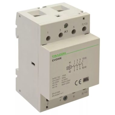 TRACON EVOHK4-40 Installációs kontaktor230V, 50Hz, 3 Mod, 4×NO, AC1/AC7a, 40A,