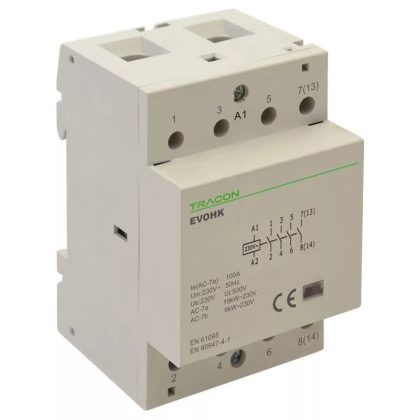   TRACON EVOHK4-40 Installációs kontaktor230V, 50Hz, 3 Mod, 4×NO, AC1/AC7a, 40A,