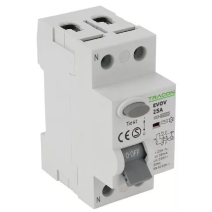   TRACON EVOV2P401 Bloc cu protectie diferentiala  2 poli 40A, 100mA, 6kA, AC