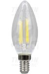 TRACON FILC354NW COG LED gyertya fényforrás, átlátszó 230 VAC, E14, 4W, 470 lm, C35, 4000K, EEI=E