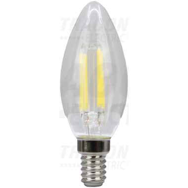 TRACON FILC354NW COG LED gyertya fényforrás, átlátszó 230 VAC, E14, 4W, 470 lm, C35, 4000K, EEI=E