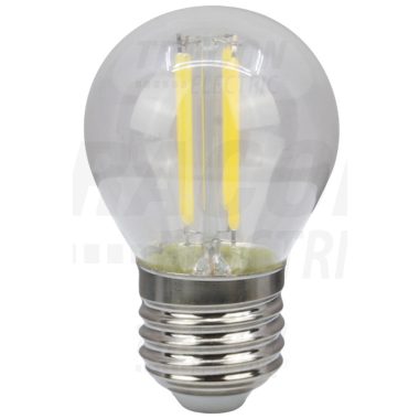 TRACON FILG454NW COG LED gömb fényforrás, átlátszó 230 VAC, E27, 4W, 470 lm, G45, 4000K, EEI=E