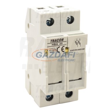 TRACON HBA-2P-20 Szakaszolókapcsoló-biztosító hengeres biztosítóhoz 20A, 8x32mm; Un=230V/400V