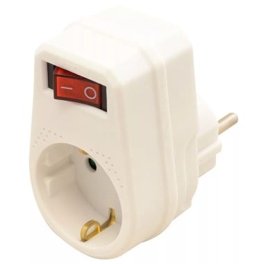 TRACON KACS1 Csatlakozóaljzat adapter kapcsolóval, fehér250 VAC 16 A 1×SCHUKO, max. 3680 W