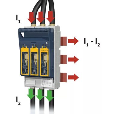 TRACON KETO-00-3/60/AOUFEST Szakaszolókapcsoló-biztosító,gyűjtősínre, lapos csatlakozó 690VAC, 440VDC, 160A, 3P, NH00