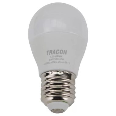 TRACON LGS458NW Gömb burájú LED fényforrás SAMSUNG chippel 230V,50Hz,8W,4000K,E27,600 lm,180°,G45,SAMSUNG chip,EEI=A+